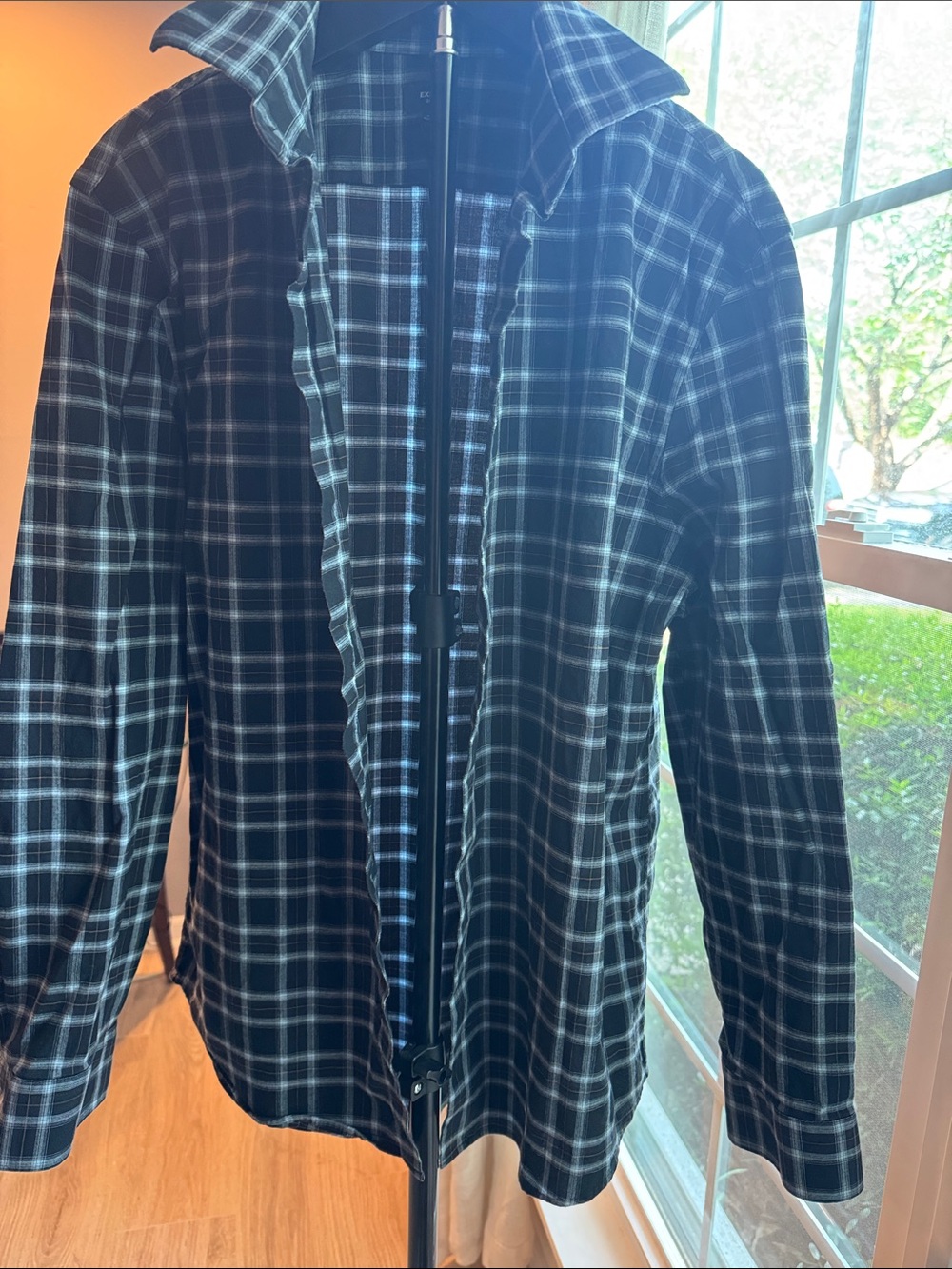 Express Black and White Plaid Button-Down Shirt